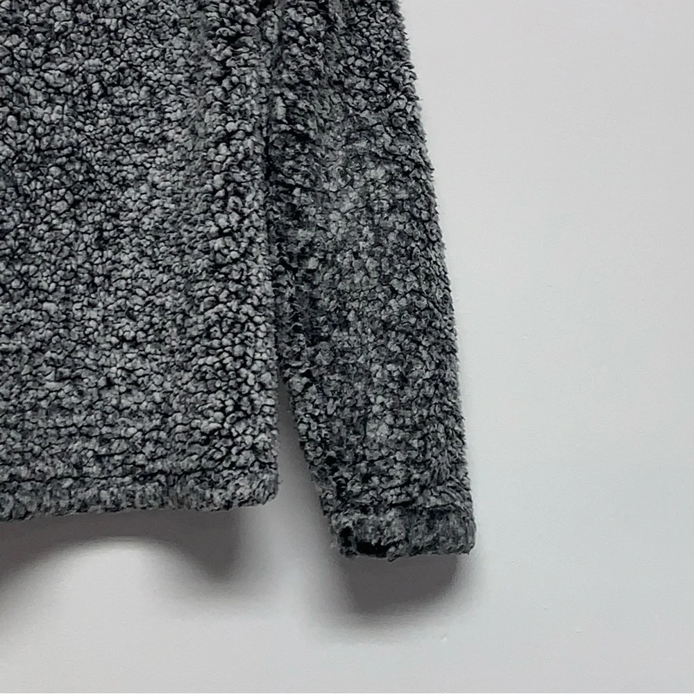 Time and Tru Pullover Size S (4-6) Black Gray White 1/4 Zip Sherpa Jacket